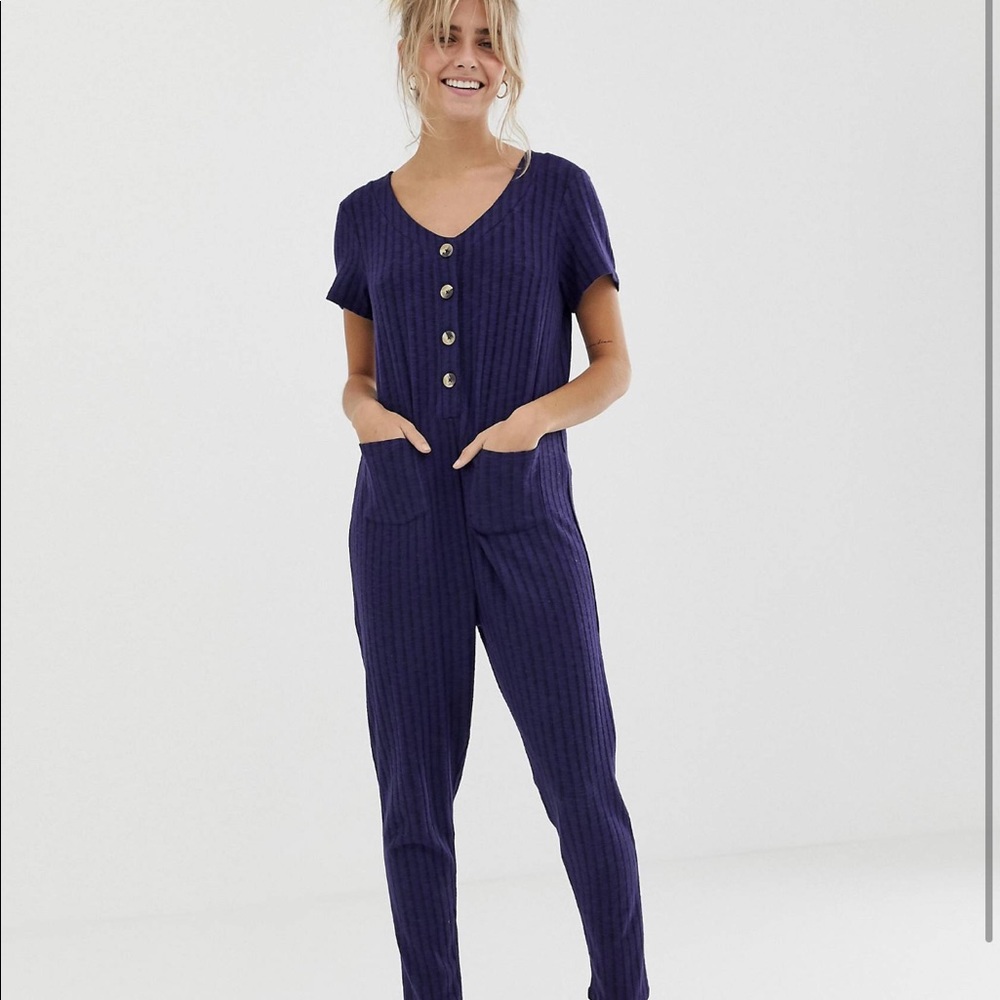 Super soft ribbed button jumpsuit